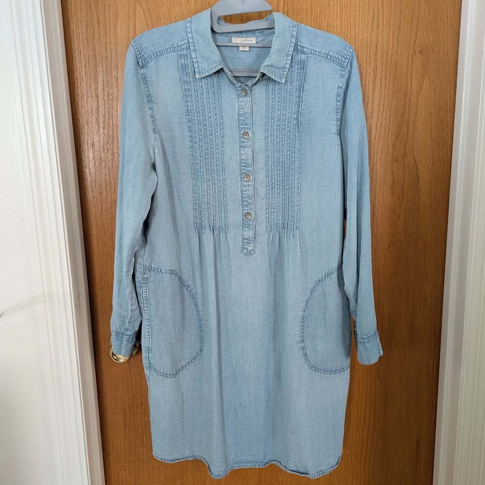 👖 J. Jill Denim Tencel Chambray Tunic Dress - Light Blue - Size SP - Good
